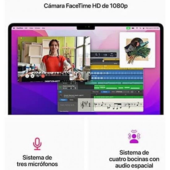 Apple MacBook Air 2022 Pantalla Liquid Retina de 13.6 Pulgadas, Chip M2 8 GB RAM, 512 GB SSD Teclado Retroiluminado Color Plata