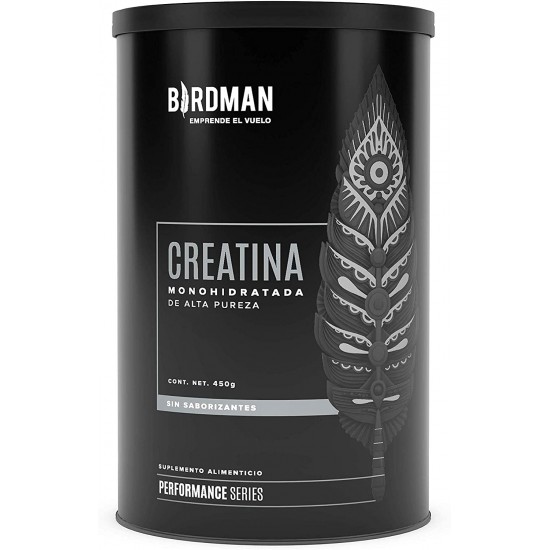 Birdman Creatina Monohidratada de Alta Pureza En Polvo Sin Sabor, Preworkout, Alto Rendimiento 90 Servicios 450g.