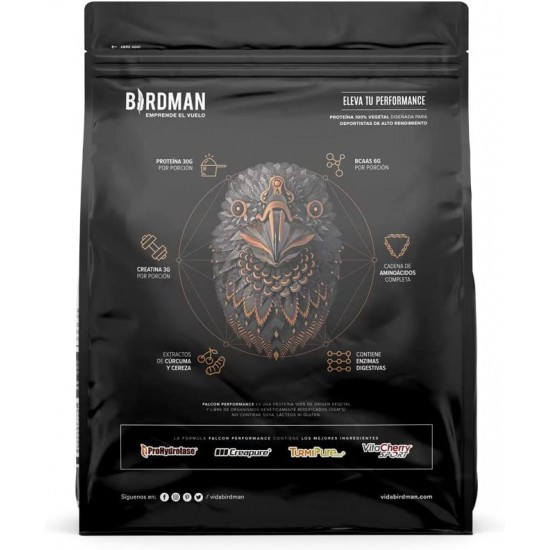 Birdman Falcon Performance Proteina Premium En Polvo, 30gr proteina, 3g Creatina, 45 Porciones Sabor Choco Bronze 1.9Kg