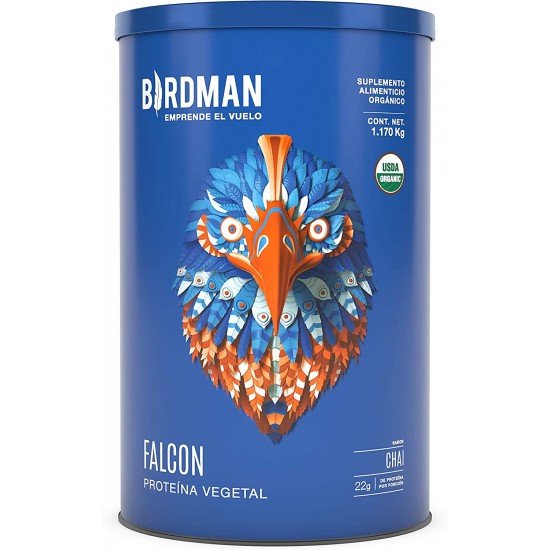Birdman Falcon Proteina Vegetal Organica en Polvo (Vegana) Certificada USDA Sabor Chai 1.170Kg.