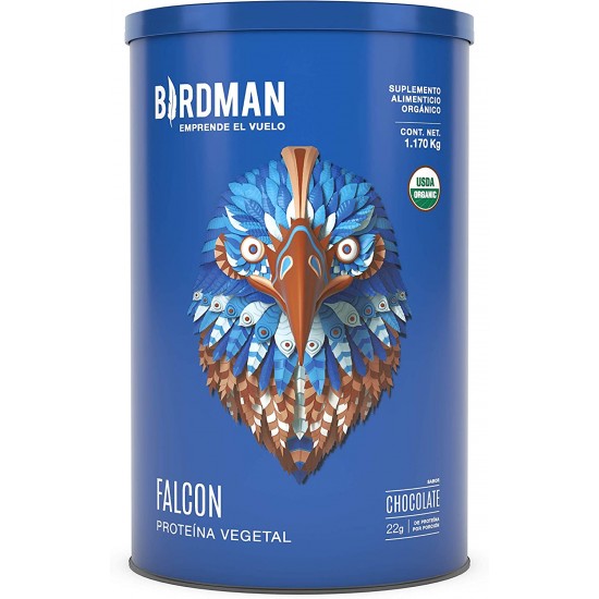 Birdman Falcon Proteina Vegetal Organica en Polvo (Vegana) Certificada USDA Sabor Chocolate 1.170Kg.