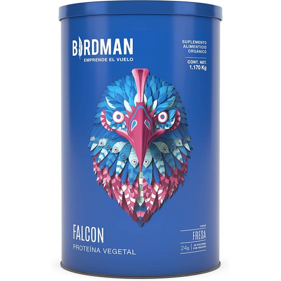 Birdman Falcon Proteina Vegetal Organica en Polvo (Vegana) Certificada USDA Sabor Fresa 1.170Kg.