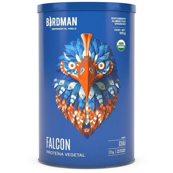 Birdman Falcon Proteina Vegetal Organica en Polvo (Vegana) Certificada USDA Sabor Chai 510g.