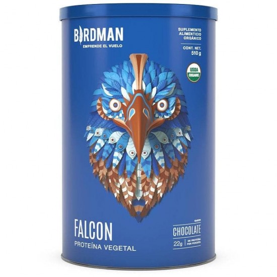 Birdman Falcon Proteina Vegetal Organica en Polvo (Vegana) Certificada USDA Sabor Chocolate 510g.