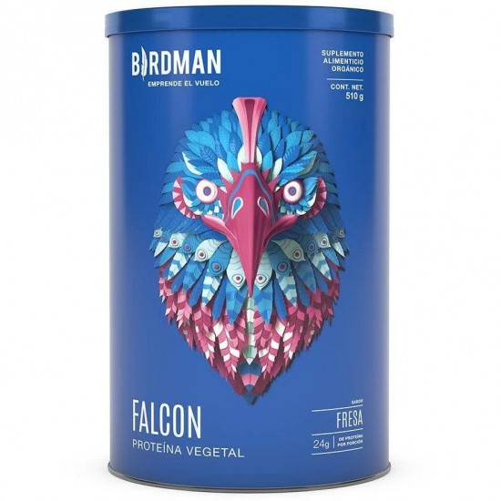 Birdman Falcon Proteina Vegetal Organica en Polvo (Vegana) Certificada USDA Sabor Fresa 510g.