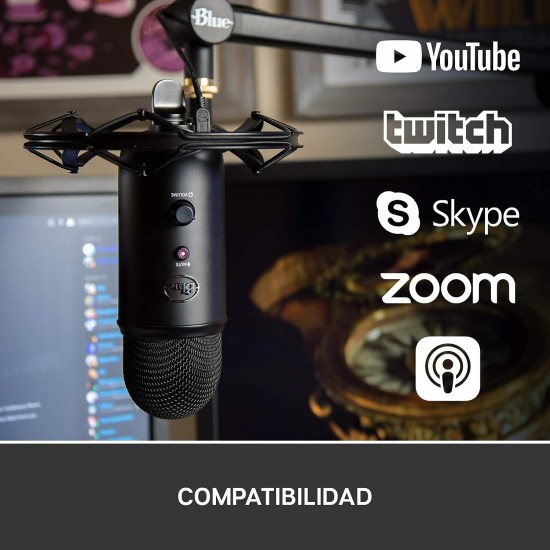 Blue Yeticaster Paquete Profesional para la Difusión, Micrófono USB Yeti, Suspensión Radius III, Brazo Compass y efectos Blue VO!CE para Grabación, Streaming, Gaming, Podcast - Color Negro