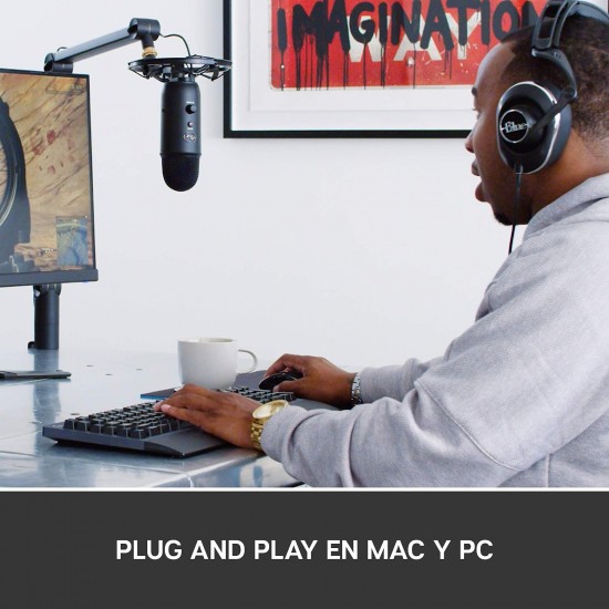 Blue Yeticaster Paquete Profesional para la Difusión, Micrófono USB Yeti, Suspensión Radius III, Brazo Compass y efectos Blue VO!CE para Grabación, Streaming, Gaming, Podcast - Color Negro