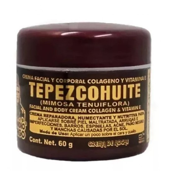 Del Indio Papago Crema de Tepezcohuite Tarro Tinto 60g. Uso de Noche
