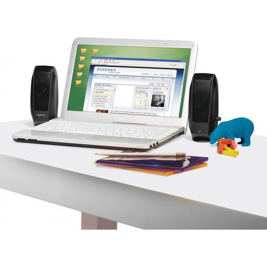 Logitech S120 Bocinas con Sonido Estéreo Entradas de 3.5 mm, Control de Volumen y Encenido - Color Negro