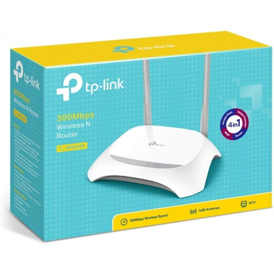 TP-Link TL-WR840N Router WiFi 2.4 GHz N 300Mbps Repetidor / WISP / Punto de Acceso, 2 Antenas Externas