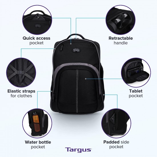 Targus Mochila con Ruedas Compact para Laptop de 16 Pulgadas Color Negro/Gris
